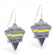 Mspiercing Sterling Silver Earrings With Official Licensed Pewter NFL Charm, San Diego Chargers